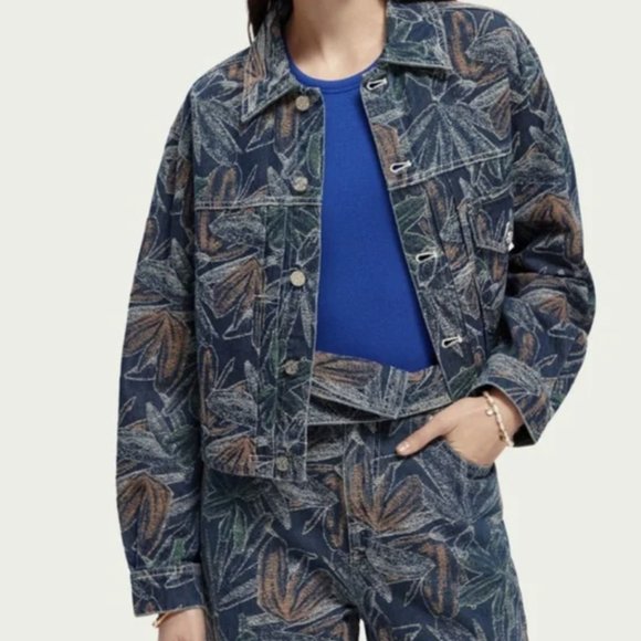 SCOTCH & SODA Floral Jacquard Denim Jacket - Picture 3 of 7